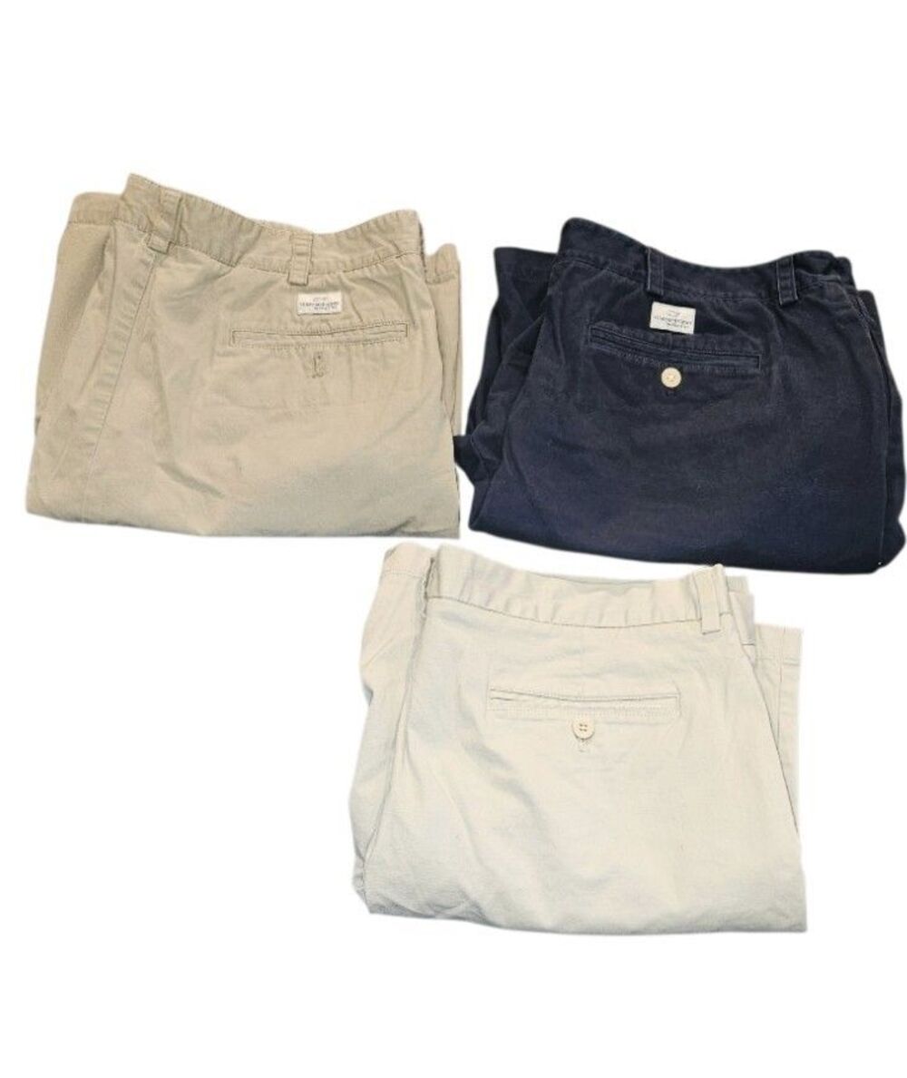 Vineyard Vines Golf Mens Shorts Lot 3 Size 38 Khaki Navy Casual Chino Flat Front